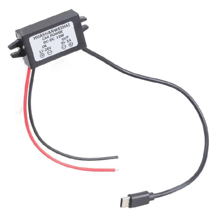 12V 24V To 5V 3A USB Type C Power Converters Module For Car Charging Systems DashCam Mobile Device Accessories