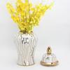 Ceramic Ginger Jar Temple Storage Desktop with Lid Flower Pot Vase for Decoration