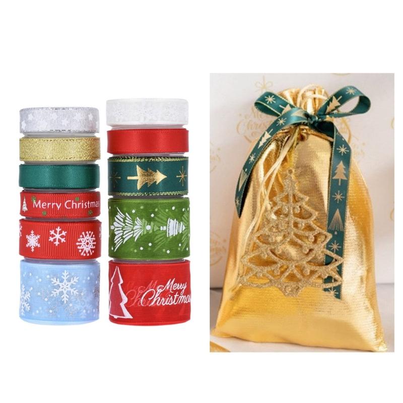 Pack of 11Polyester Ribbons for Christmas Present and Wedding Decorations Stylish Flower Bouquet Wrapping Silk Ribbons