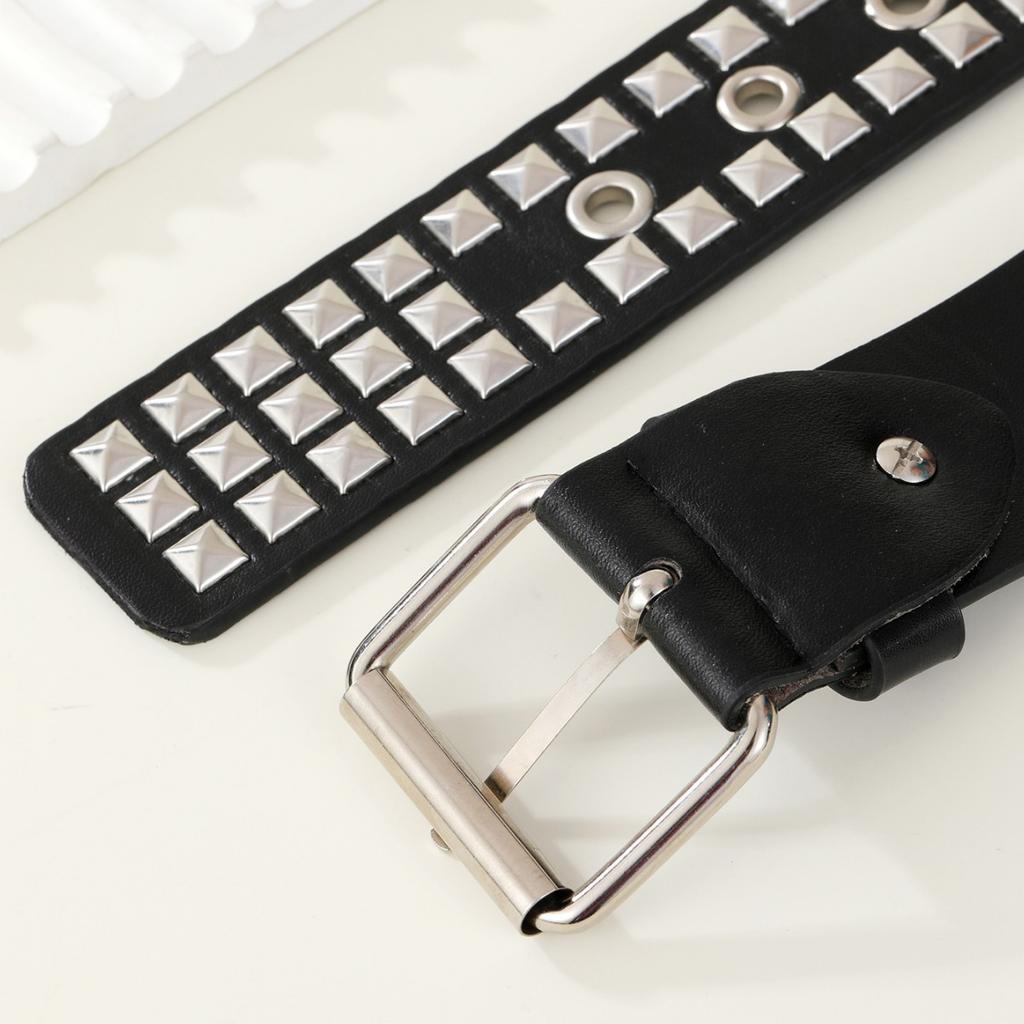 Square Bead Rivet Belt Metal Pyramid Belt Men'S And Women'S Belt Punk Hardware Jeans Belt