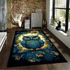 Illustrated Owl Carpet with Floral Patterns in Blue and Gold Suitable for use as an anti-slip for living room bedroom sofas