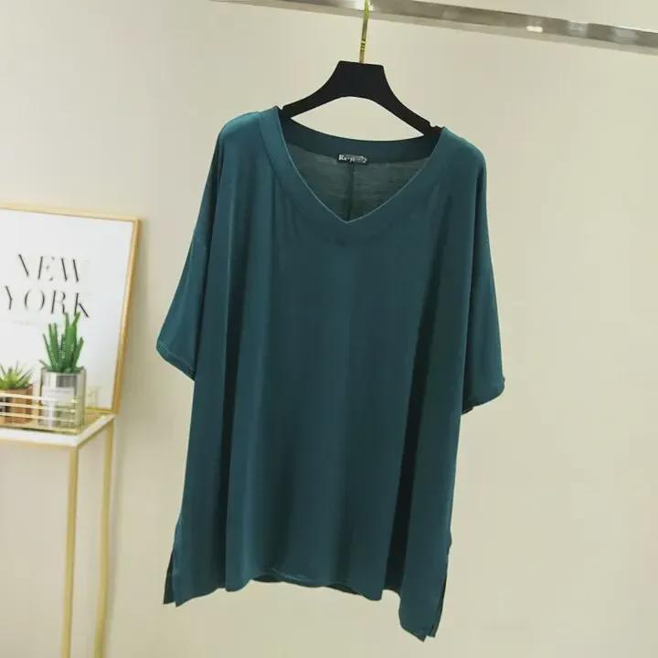 Spring/Summer Modal V-Neck Loose Casual Plus Size Pajama Set