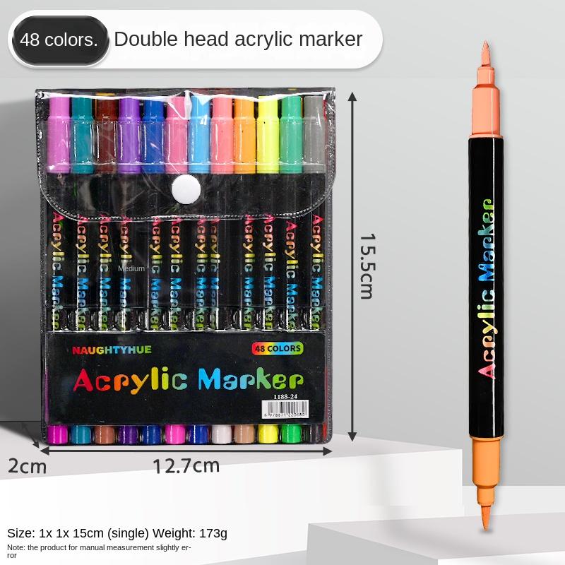 Professional Art Use 120-24Colors Acrylic Paint Markers, Dual-Tip Fine and Brush Tip Pens, Suitable for Stone, Wood, Calligraphy