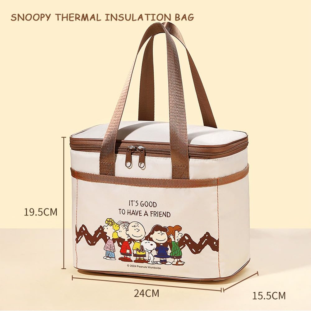 Snoopy Lunch Bag, Tote Bag, Large Capacity, with Pockets, Lightweight, Perfect for Commuting, School, or Any Occasion
