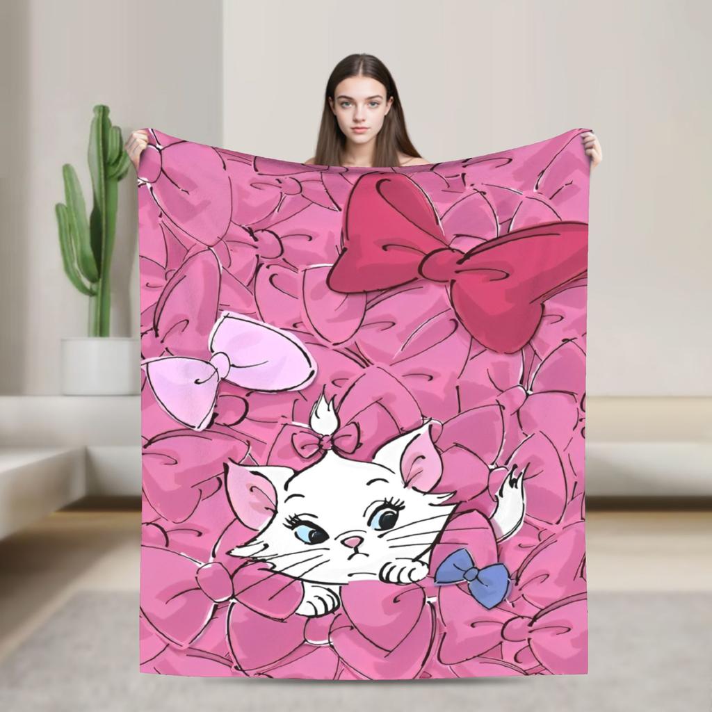 Marie Cat Cartoon  Warm Soft Blanket  Camping Plush Throw Blanket Fashion Home Decor Flannel Bedspread Sofa Bed Cover