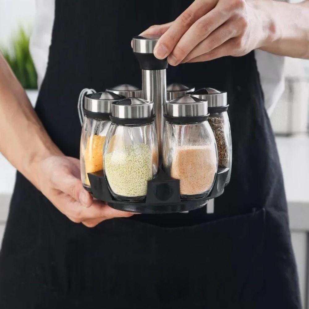 Lebensmittelechter Drehbarer Gewürzständer Platzsparender Würzmittel-Organizer Gewürzregal Kochbereich