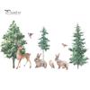 Wall Sticker Decorative Stickers Cartoon Forest Deer Bunny Bird Decal for Kids Room Bedroom Decor Window
