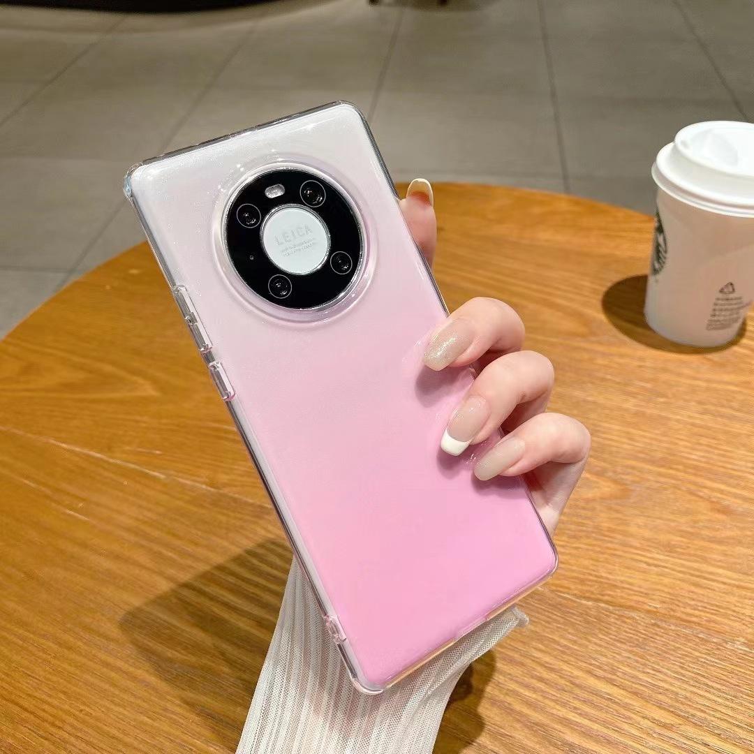 

Чехол для телефона Huawei Mate70pro с блестящим градиентом, Подходит для Pura70U Высокопрозрачный Не желтеющий 60 Противоударный Защитный чехол Pura70pro+ розовый