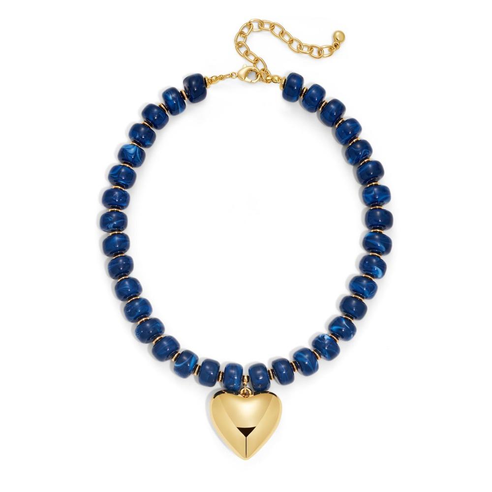 Resin Beaded Chunky Beads Necklace Colorful Short Necklaces Choker Necklace  for Women синий