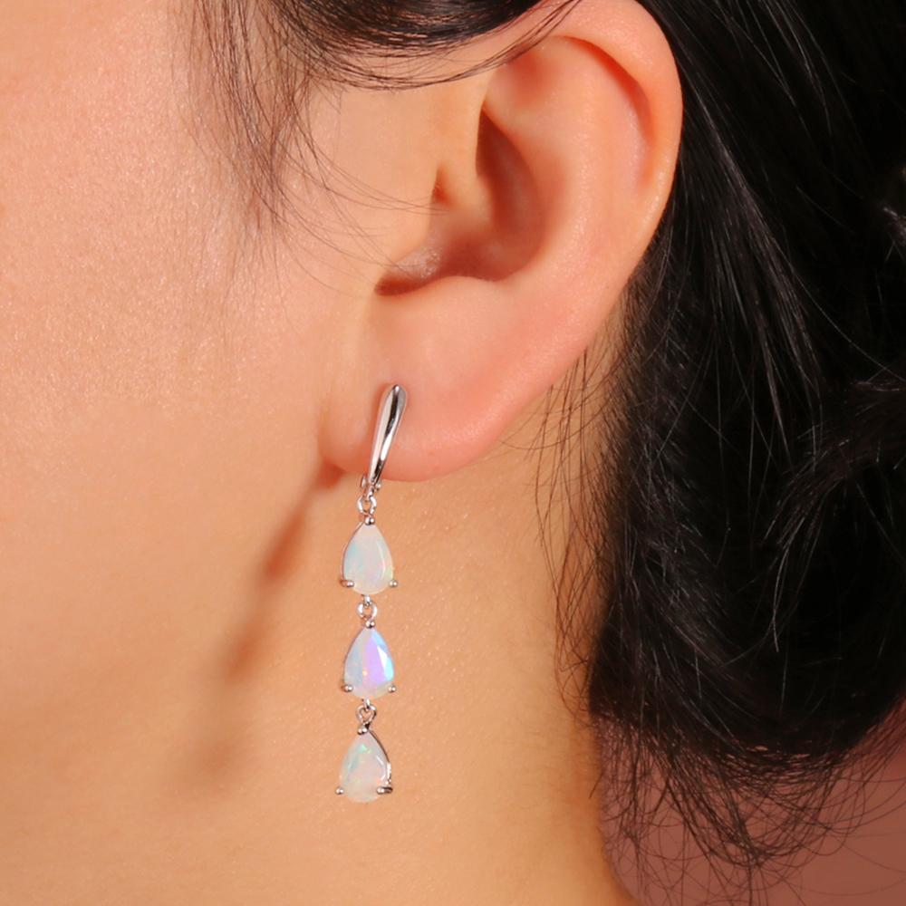 Boucles d'oreilles longues en opale d'éthiopie, en argent Sterling 925, bijoux de luxe fins pour femmes, joli cadeau