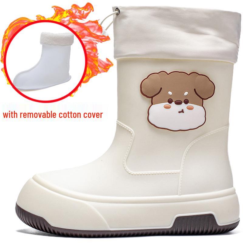 Damen Mid-Calf Wasserdichte Regenstiefel, Rutschfestes Gummi mit Baumwollfutter für Outdoor- und Küchengebrauch.