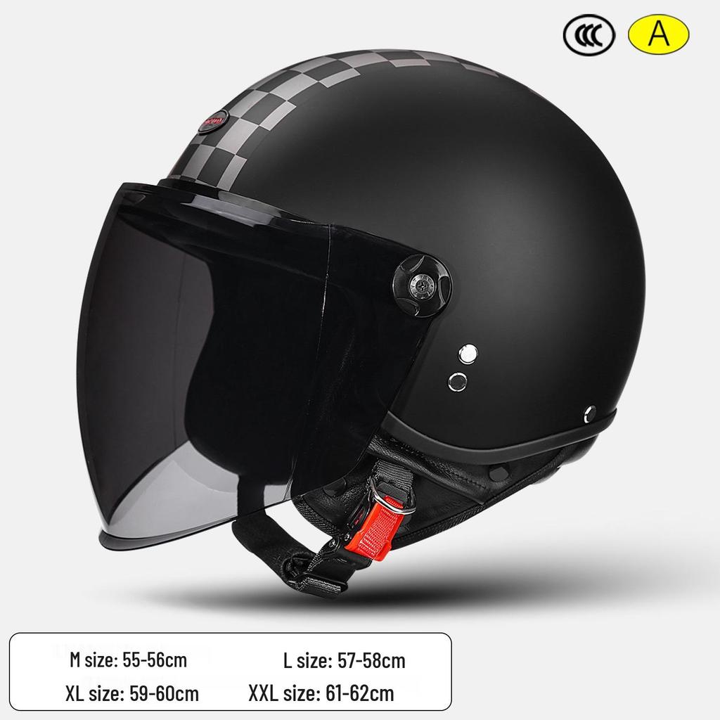 3C Certified Retro Motorcycle Half Helmet, Unisex Leather 3/4 Helmet, All-Season Warm Safety for Motorbikes & Electric Vehicles.