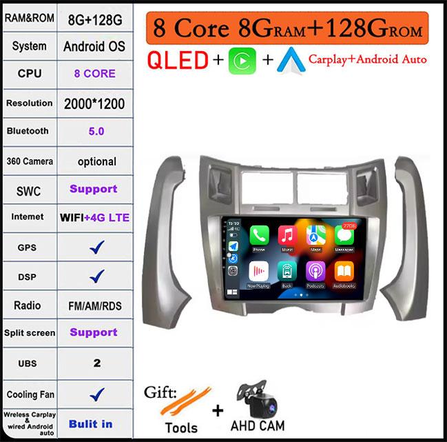 9 Inch For Toyota Yaris Vizi 2005-2012 Android AutoCarplay Multimedia Player Car Radio Wireless GPSNavigator 4G WIF|BT