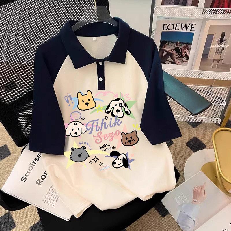 Girls Summer Cotton Polo Shirt Preppy Short Sleeve Top For Big Kids 120