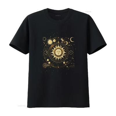 Boho Moon Phases Celestial Sun Stars T Shirt Bohemian Phase Mystical Vintage Washed Breathable Graphic Stylish Unisex