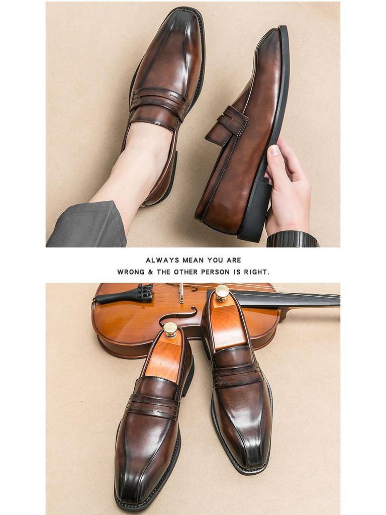 Men's British Formal Leather Loafers - Casual Slip-on Shoes