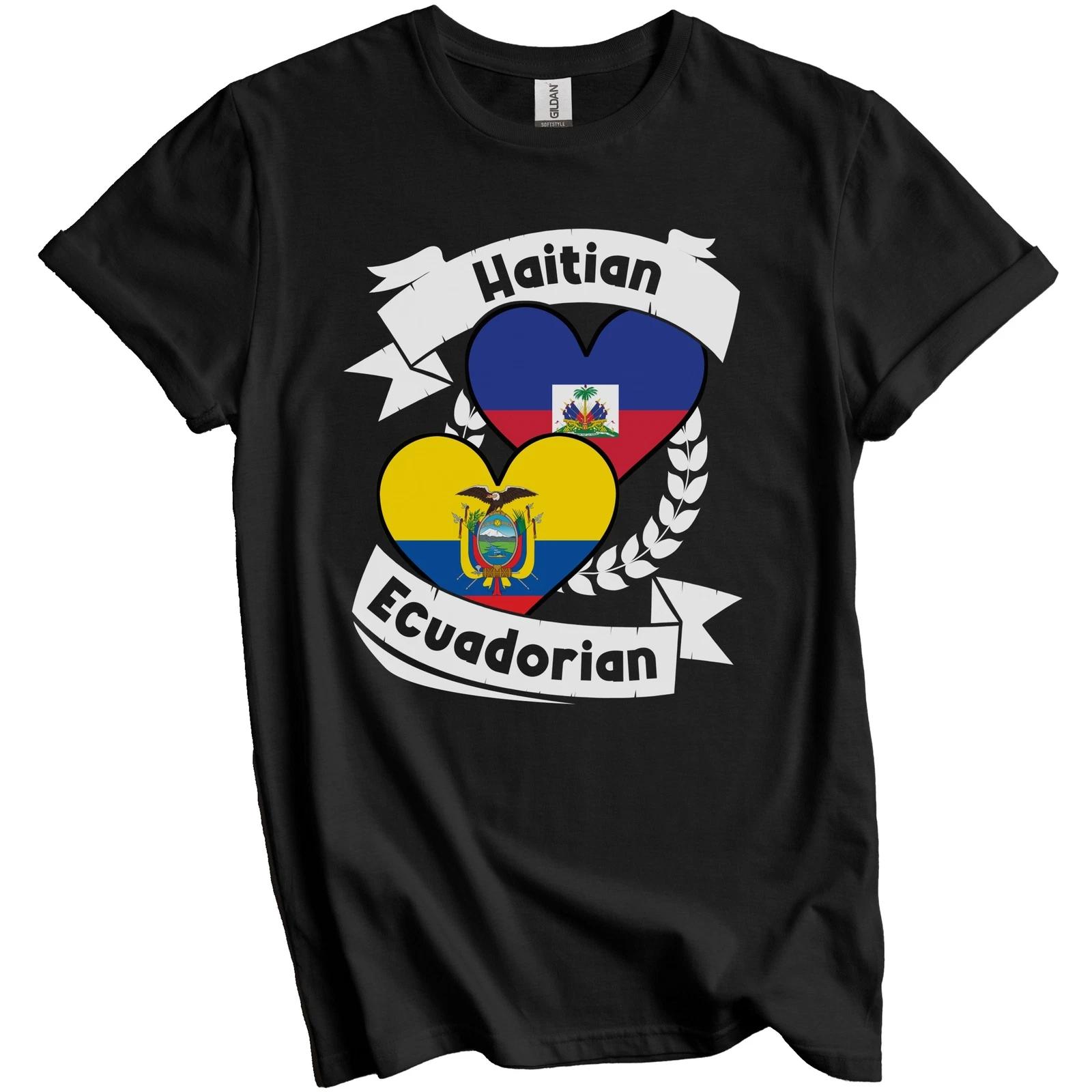 Haitian Ecuadorian Heart Flags Haiti Ecuador T-Shirt S