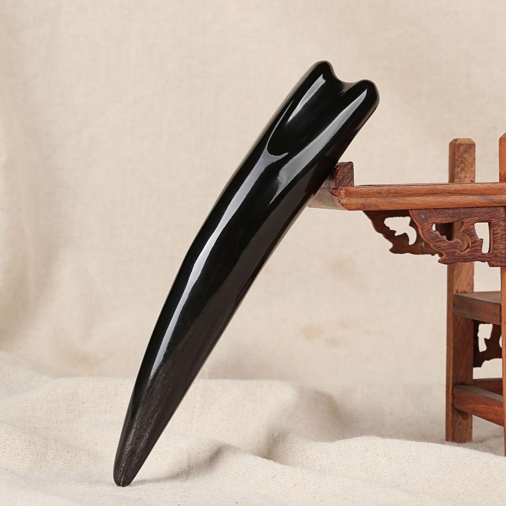 Large Massage Scraping Bar Natural Meridian Acupressure Pen Black Buffalo Horn Massage Stick  SPA