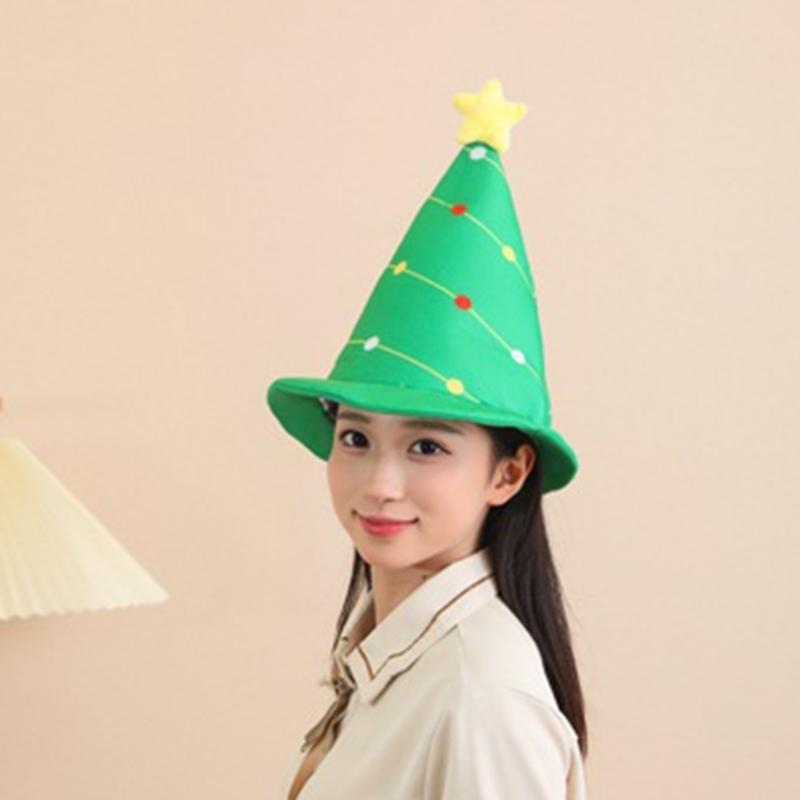 Portable Holiday Christmas Tree Costume Hat with Festival Ornament Comfort Fits for Parties Supplies Home Accessory