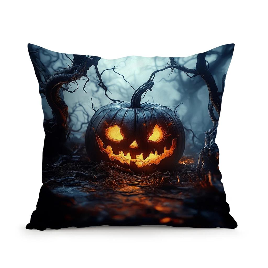 Halloween Horror Pumpkin Cushions Pillowcase Polyester Cushion Cover Throw Pillow Sofa Decoration Pillowcover Home Room Decor