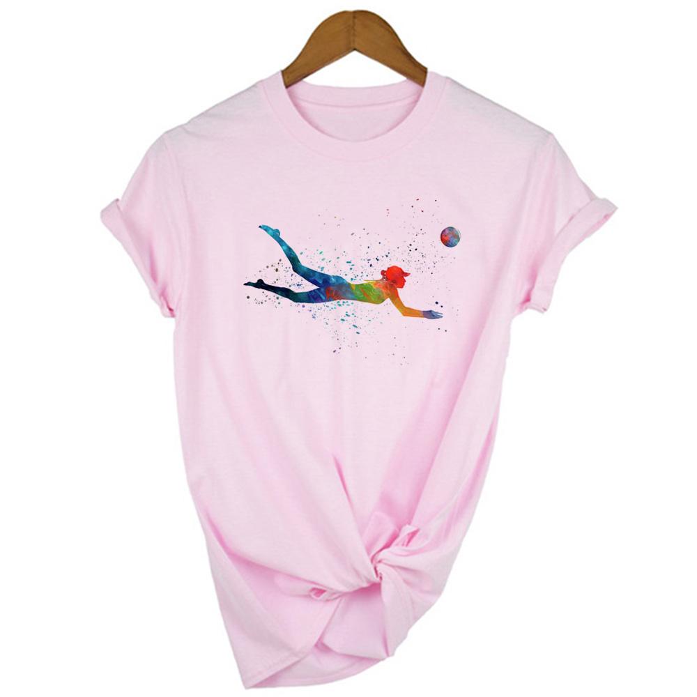 Women Clothes Watercolor Volleyball Girl Graphic Print T Shirt Femme Korean Style T Shirt Female