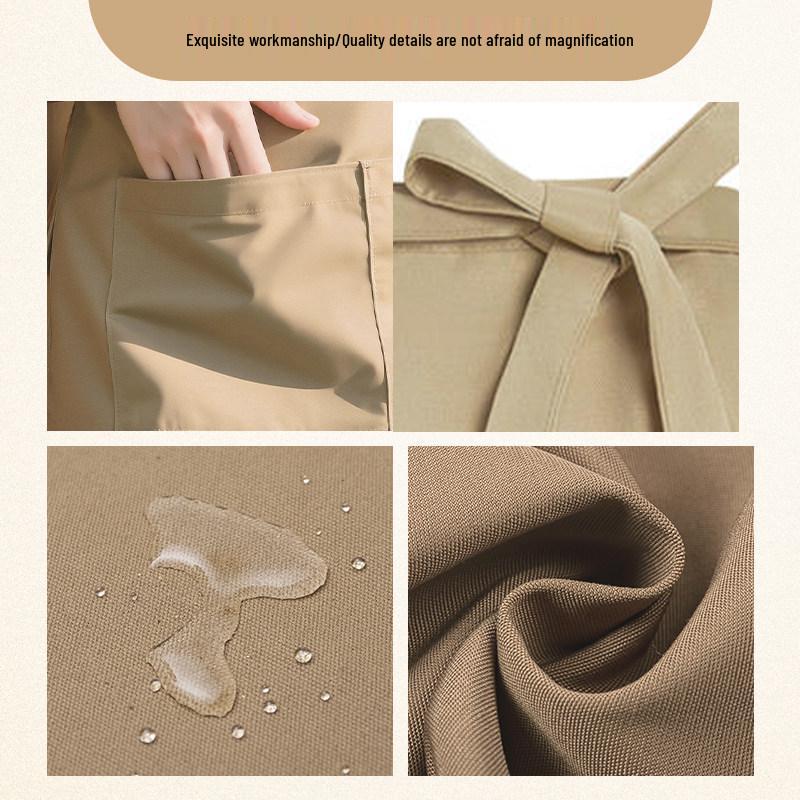 Custom Waterproof Canvas Waist Apron with Logo for Catering, Milk Tea Shops, Baristas