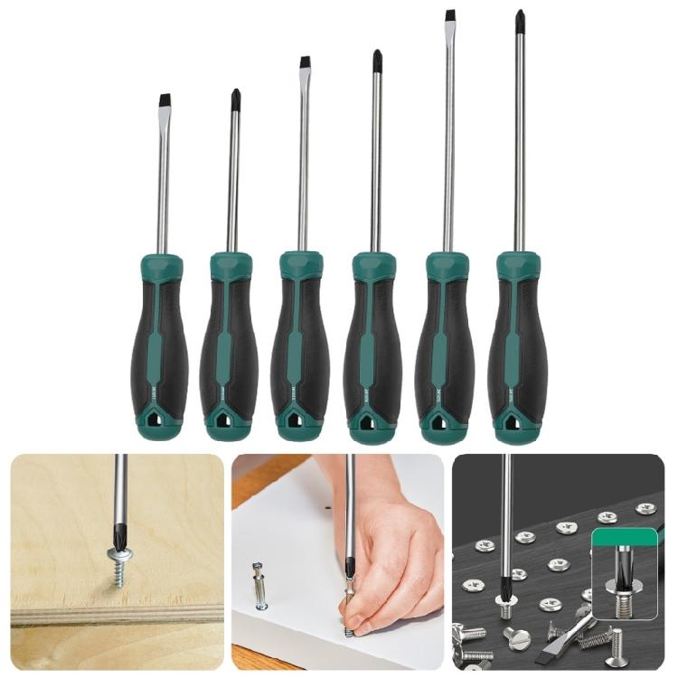 6mm Screwdriver Long Crosses Head Screwdriver Flat Screwdriver Magnetic Screwdriver With Rubber Handle for Home Repair