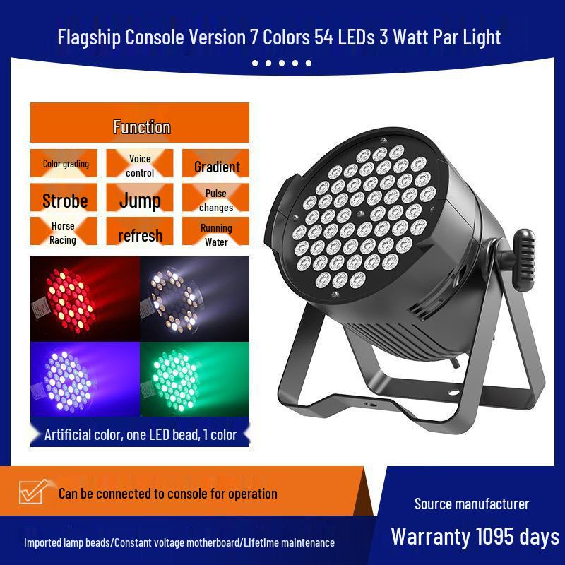 54-Piece 3W Full Color LED Stage Lights for Weddings and Events