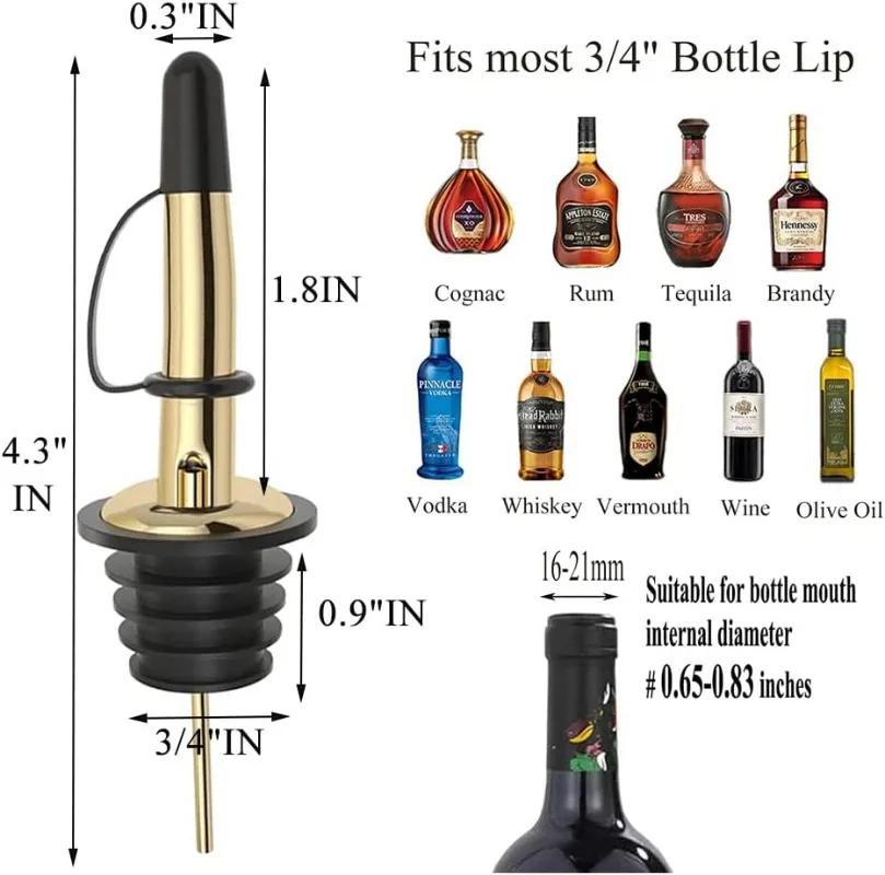 12 Pack Liquor Bottle Pourers Stainless Steel Olive oil Dispenser Spout, Alcohol Pourer Spouts Dust Caps