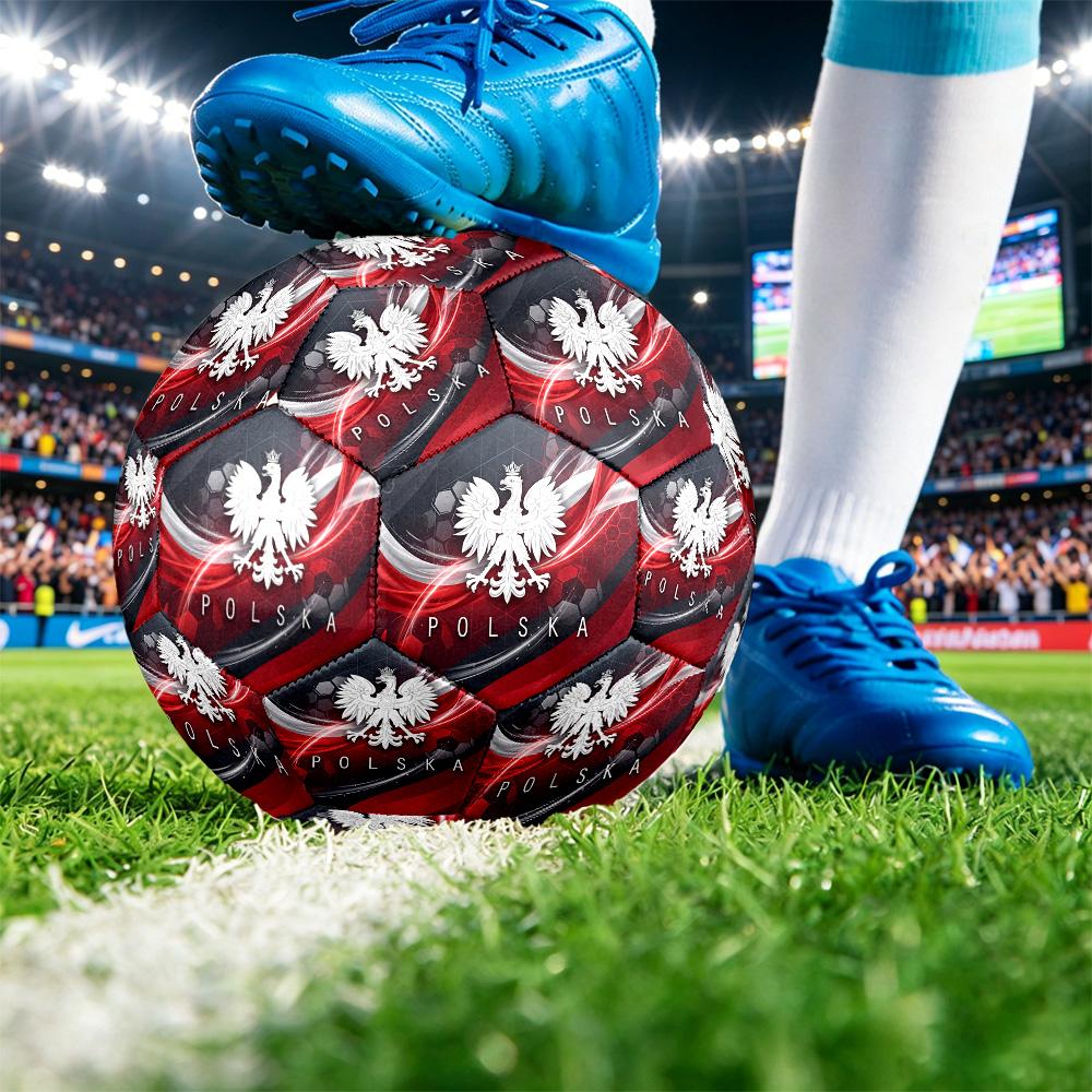 Poland Football Printed Size 5 Soccer Ball Wear Resistant Standard Adult Training Football Fan Gift for Indoor Outdoor Match Sports