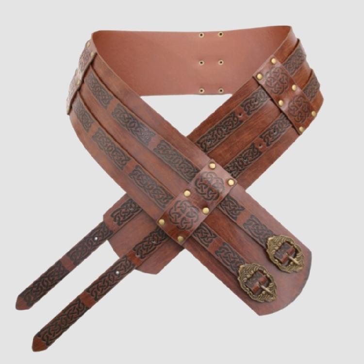 Brown Wide Belt Medieval Embossed Belt Belt Cosplay Medieval Cosplay