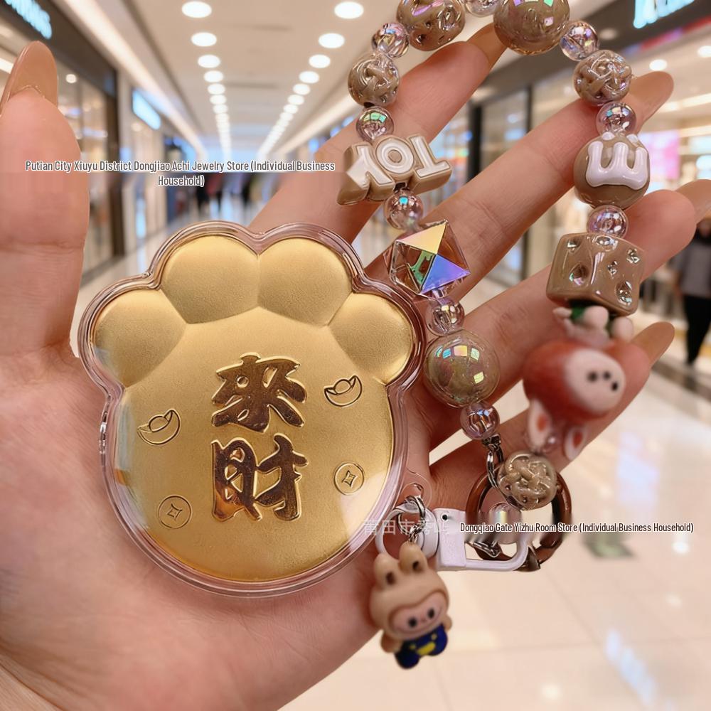 Pingente de Bolsa Gato da Sorte de Ouro Puro 999 20mg e Chaveiro de Urso