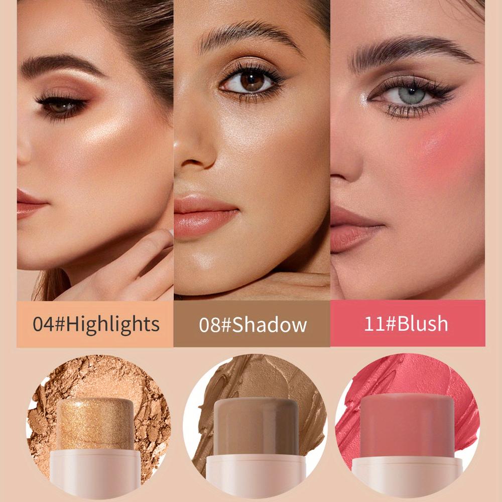 Rouge-Stick in 12 Farben, matt, Highlighter-Stick, natürliches Nude-Make-up, Gesichtsdefinition, Konturierungsstick, multifunktionaler Make-up-Stick