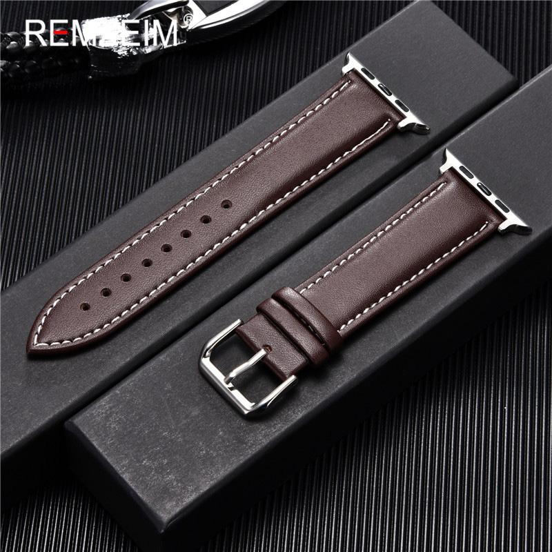 Calfskin Genuine Leather Watchband 38mm 40mm 41mm for Iwatch 8 7 6 5 4 3 SE Replace Wrist Strap 42mm 44mm 45mm for Apple Watch