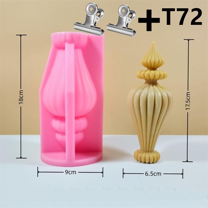 DIY Lace Vase Shape Candle Silicone Mold Roman Cylindrical Mould Irregular Pillar Candle Mold Geometric Striped Soy Wax Mold
