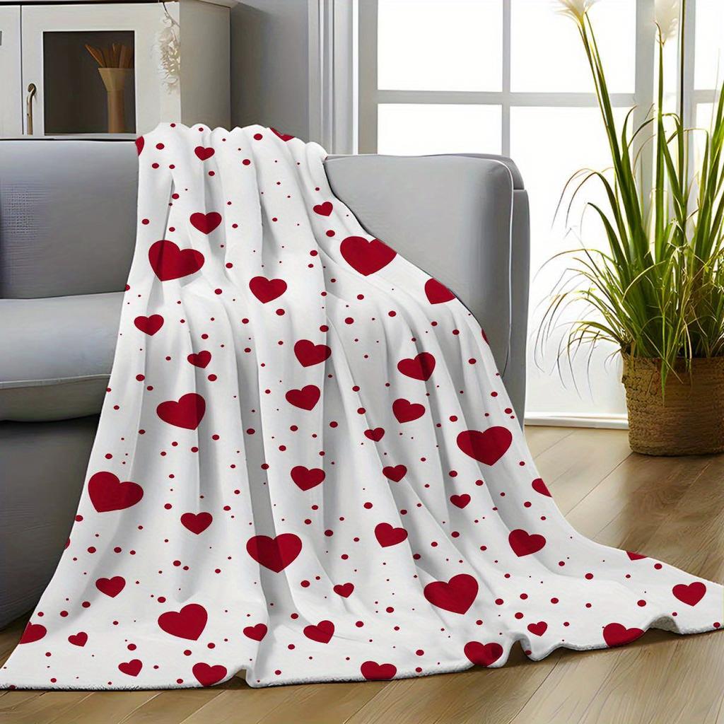 VIKAMA Heart-Print Blanket Soft Skin-Friendly and Warm Perfect for Office Naps Home Relaxation and Decorative Accents