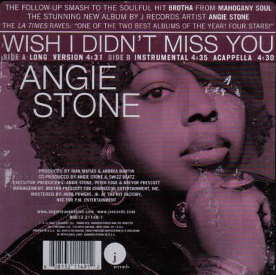 

12-дюймовая пластинка ЭНДЖИ СТОУН - Wish I Didn t Miss You 80813211491 J 2002 США Соул/Фанк Б/У