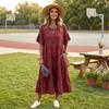 Women's Plus Size Casual Color Round Neck Loose Fit Shirt Dress for Everyday Wear