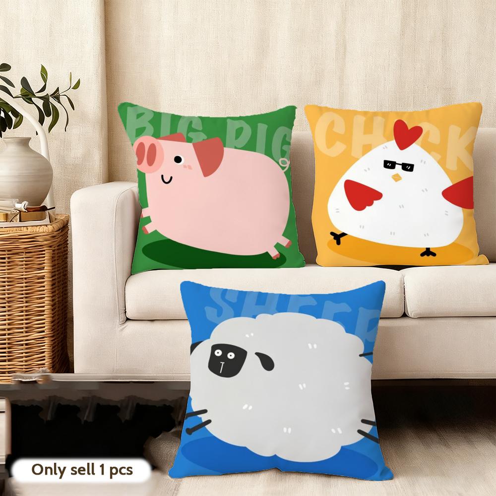 Kawaii Cat Animals Cushion Cover Soft Plush Fabric DoubleSided Printed Cushion Covers for All Seasons Modern HomeDecor Gift