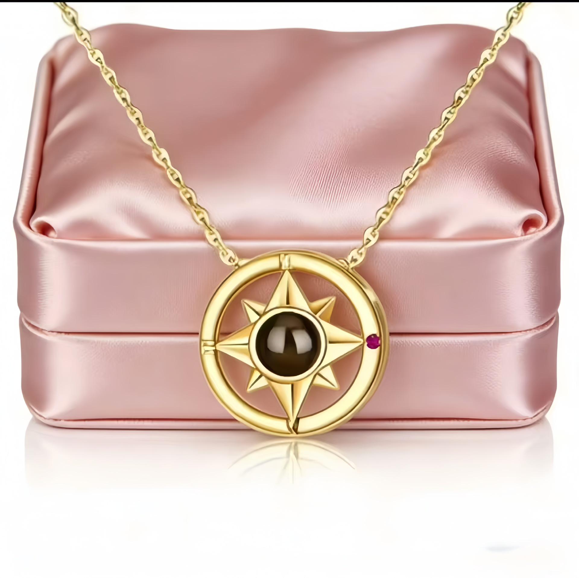 Luxury Compass Projection Necklace - 100 Languages Custom Picture Design