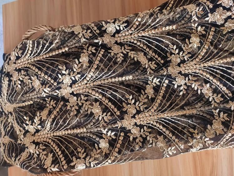 1yard New Gold Embroidery Fabric Dress,curtain,clothing,dress DIY Handmade Accessories Fabric for Sewing