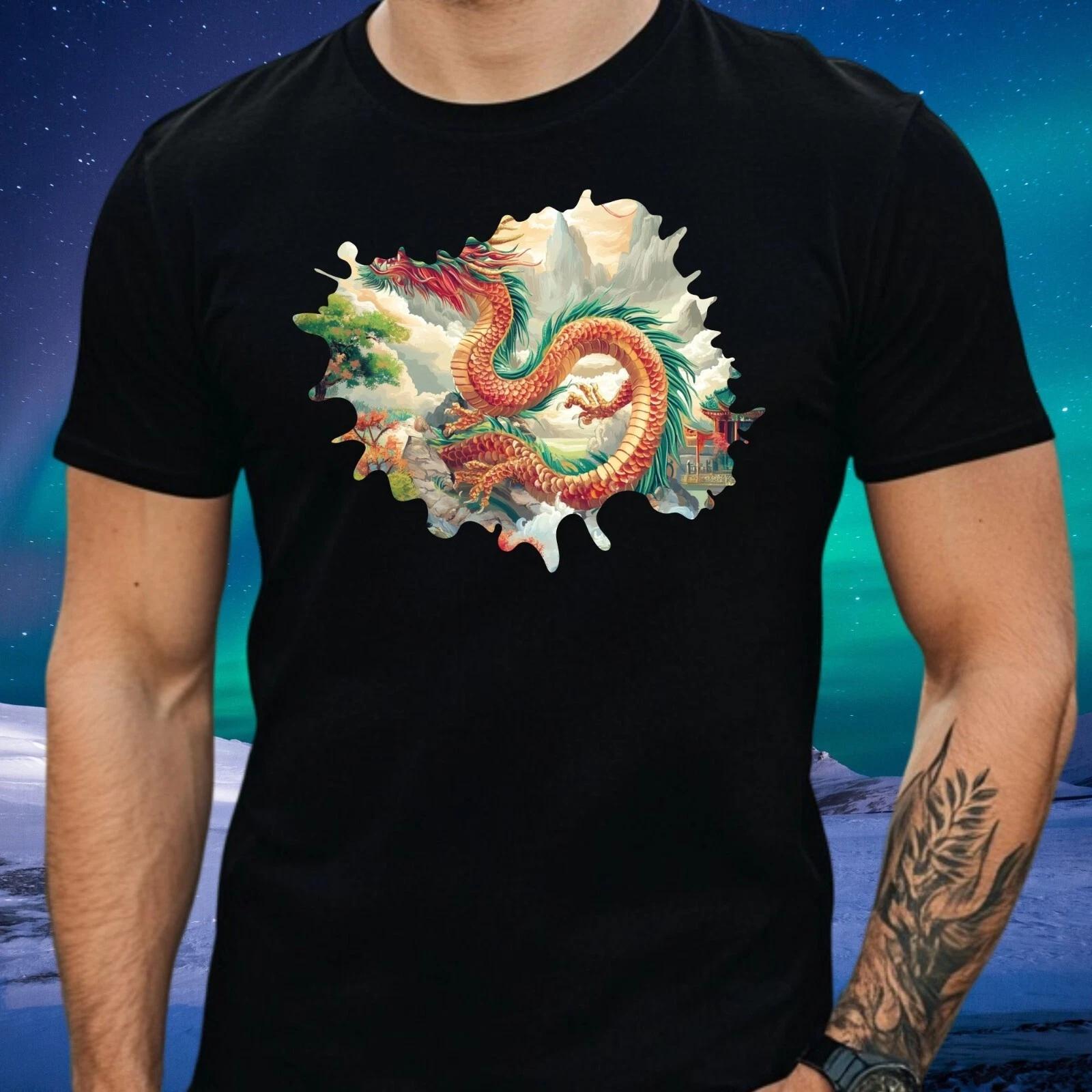 T-Shirt Herren Chinesischer Drache Motiv Baumwolle Größe S bis 5XL XXL