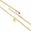 Punk 3mm Flat Snake Chain Bracelet Female Gold Color Stainless Steel Alphabet Initial Letter Charm Bracelet for Women Jewelry