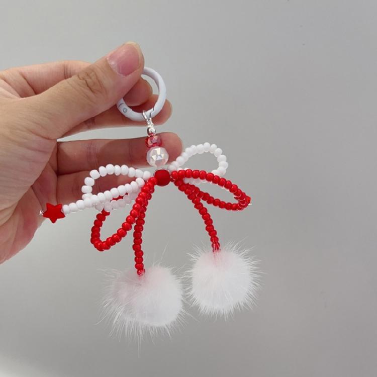 Bowknot Plush Ball Charm Pendant Chain Y2K Phone Straps Pocket Keychain Strap
