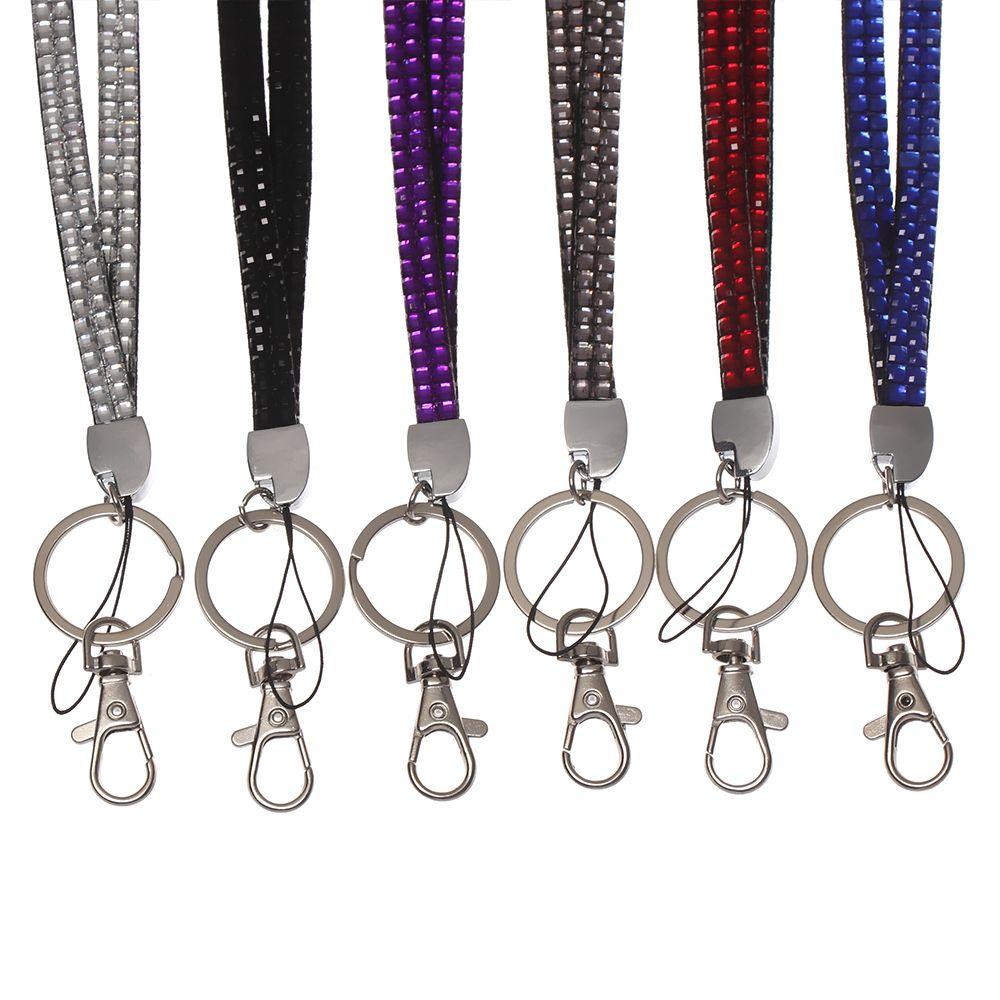 1pc Badges Rhinestone Card Holder Retractable Hanging Rope Lanyard Neck Strap Necklace