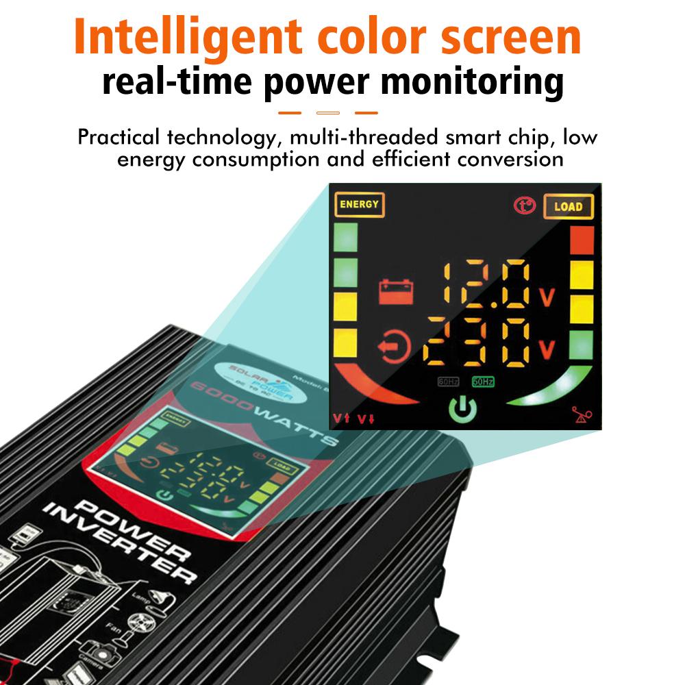 6000W Car Inverter 110V 220V LED Display Car Converter Adapter Modified Sine Wave Charge Converter Dual USB Voltage Transformer