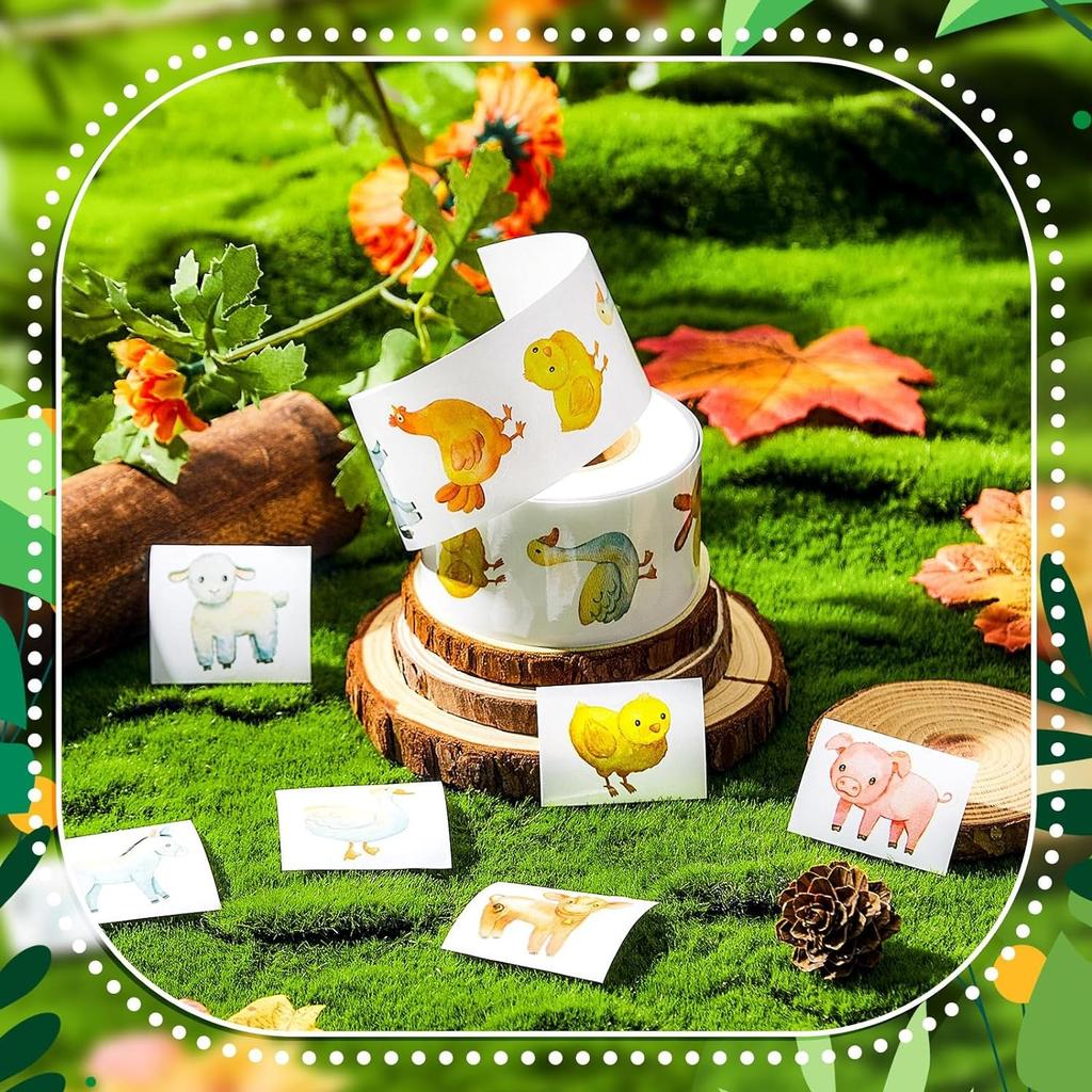 100-500Pcs Cartoon Farm Zoo Animals Stickers Decoration Reward Diy Stickers Scrapbook Skateboard Round Sealing Label Stationery