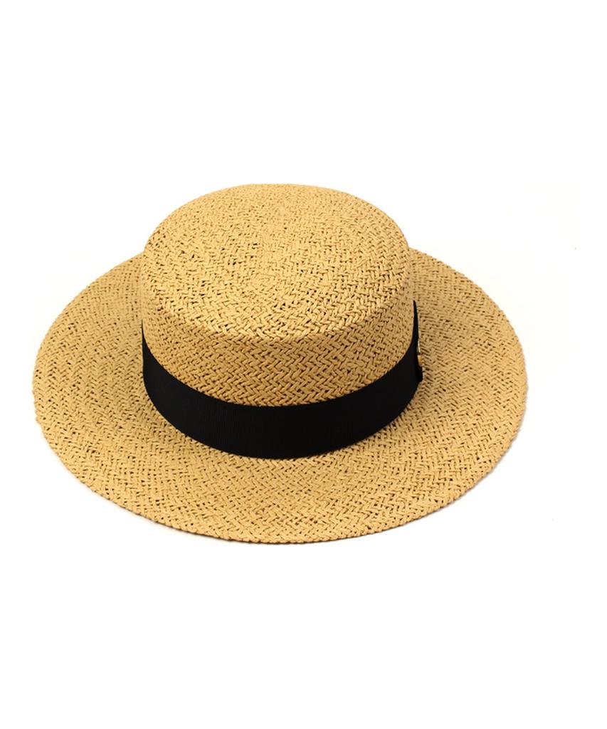 Beige Flat Panama Hat