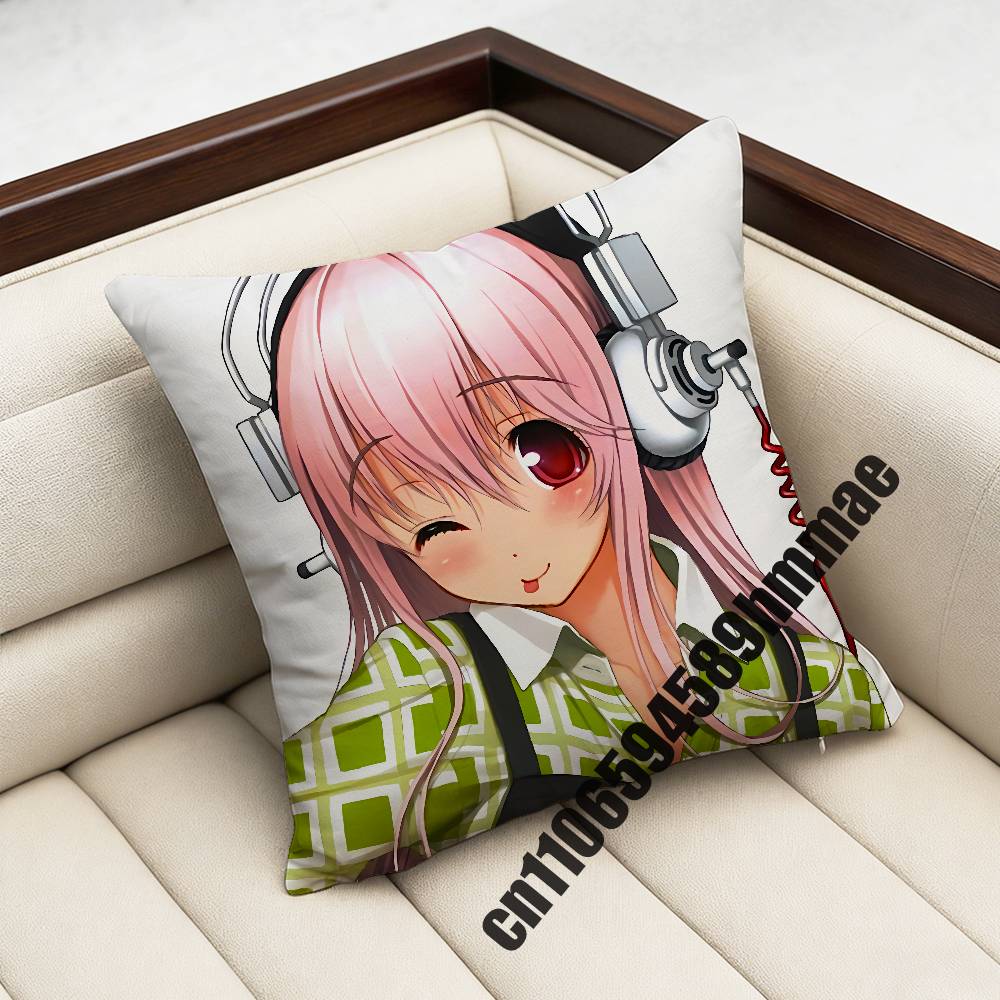 Cartoon Virtual Singer SSuper Sonico Throw Pillow Case Sham For xcm xcm Square Car Pillowcase Pad Cushion Cover
