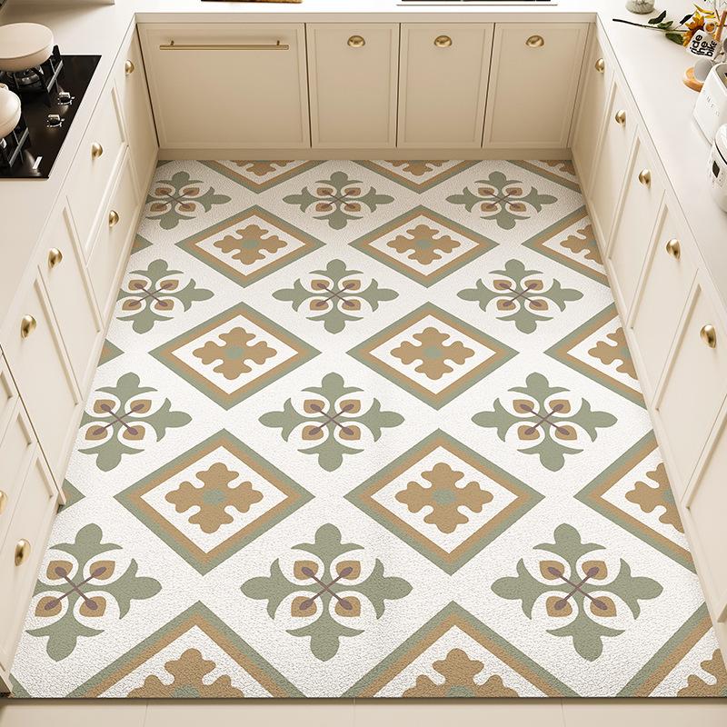 Fresh Kitchen Mat - Waterproof, Oil-Resistant, Non-Slip PVC Leather Area Rug, Easy-Clean and Cuttable Floor Mat for Home Use